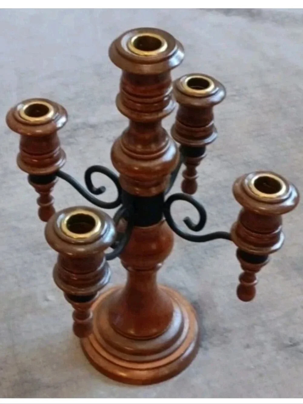 Gothic Edwardian Mid Century Modern Wooden Candelabra Victorian Candle Holder